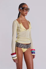 Sheer Henley Top in Buttercup