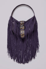 Amethyst Fringe Studded Shoulder Bag