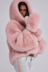Mara Faux Fur Gloves in Pink