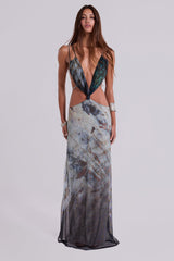 Azariah Maxi Dress With Turquoise Trim