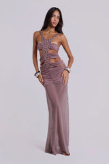 Hadassa Cut-Out Hand-Beaded Maxi Dress