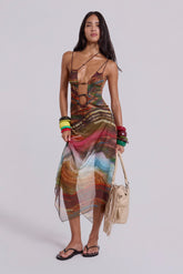 Kaia Midi Dress with Wooden Trims