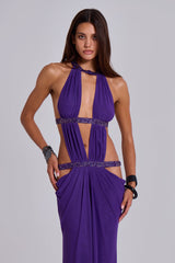 6AM Cut Out Maxi Dress in Violet