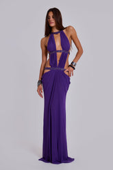 6AM Cut Out Maxi Dress in Violet