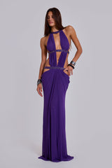 6AM Cut Out Maxi Dress in Violet