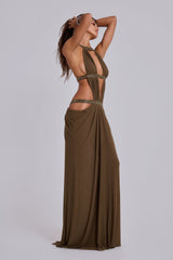 6AM Cut Out Maxi Dress in Moss