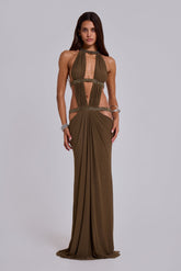6AM Cut Out Maxi Dress in Moss
