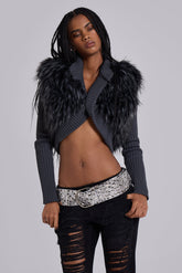 Zeka Faux Fur Knit Shrug