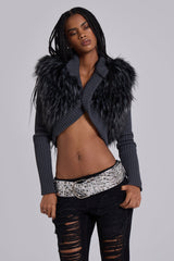 Zeka Faux Fur Knit Shrug