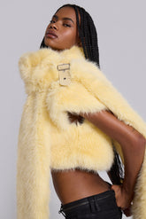 Saskia 2-in-1 Faux Fur Shrug in Yellow