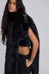 Saskia 2-in-1 Faux Fur Shrug in Black