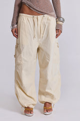 Ecru Parachute Cargo Pants