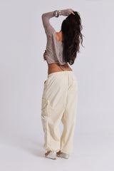 Ecru Parachute Cargo Pants