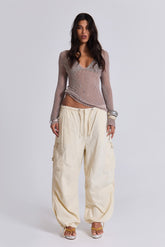 Ecru Parachute Cargo Pants