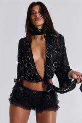 Black Rhea Lace Bloomer Shorts