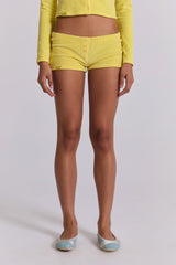 Lemon Velour Mini Shorts