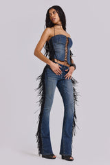 El Topo Fringe Bootcut Jeans in Blue Wash