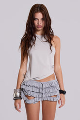 Mya Ruffle Mini Shorts in Grey