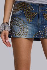 Hena Studded Denim Mini Skirt
