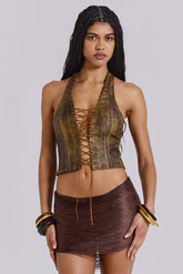 Vaca Whipstitch Faux Leather Corset