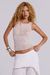Sana Embroidered Mesh Top