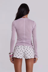 Xeni Glitter Long Sleeve Top in Pink