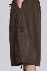 Brown Parachute Cargo Baggy Shorts