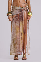 Thalita Cut Out Maxi Skirt with Bead Trims