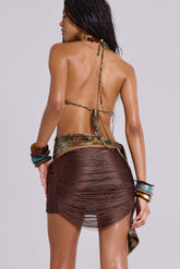 Lavinia Fringe Mini Skirt in Brown