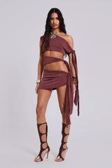 Mena Asymmetric Mini Dress in Sienna