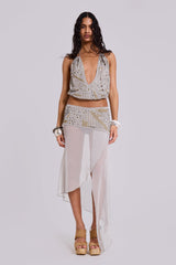 Xtal Studded Backless Plunge Top