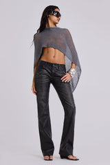 Black Cooper PU Bootcut Jeans