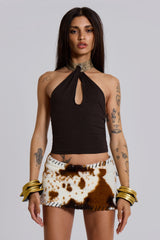 Zora Brown Backless Choker Top