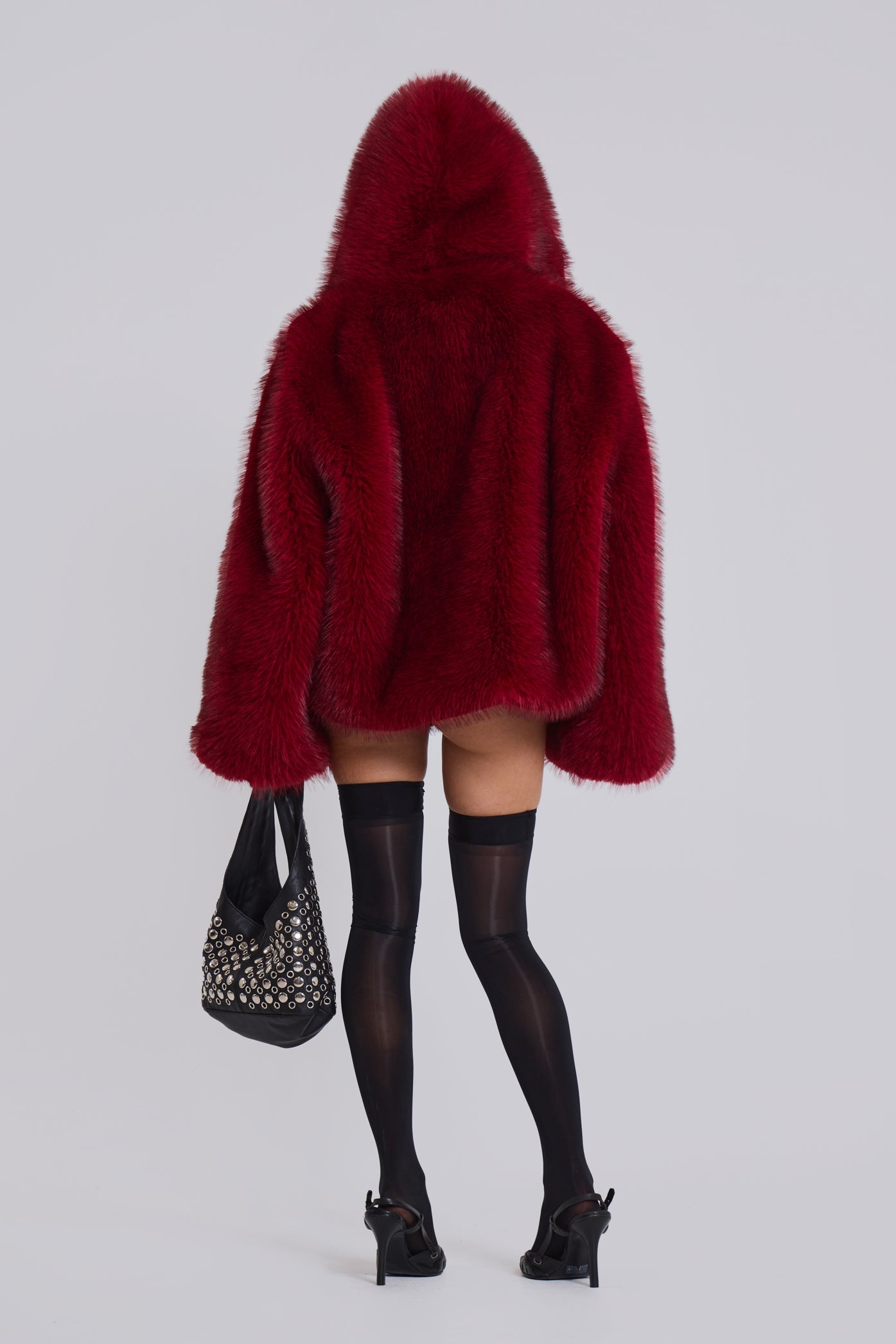 Mara Oversized Faux Fur Coat in Red