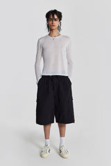Black Parachute Cargo Baggy Shorts