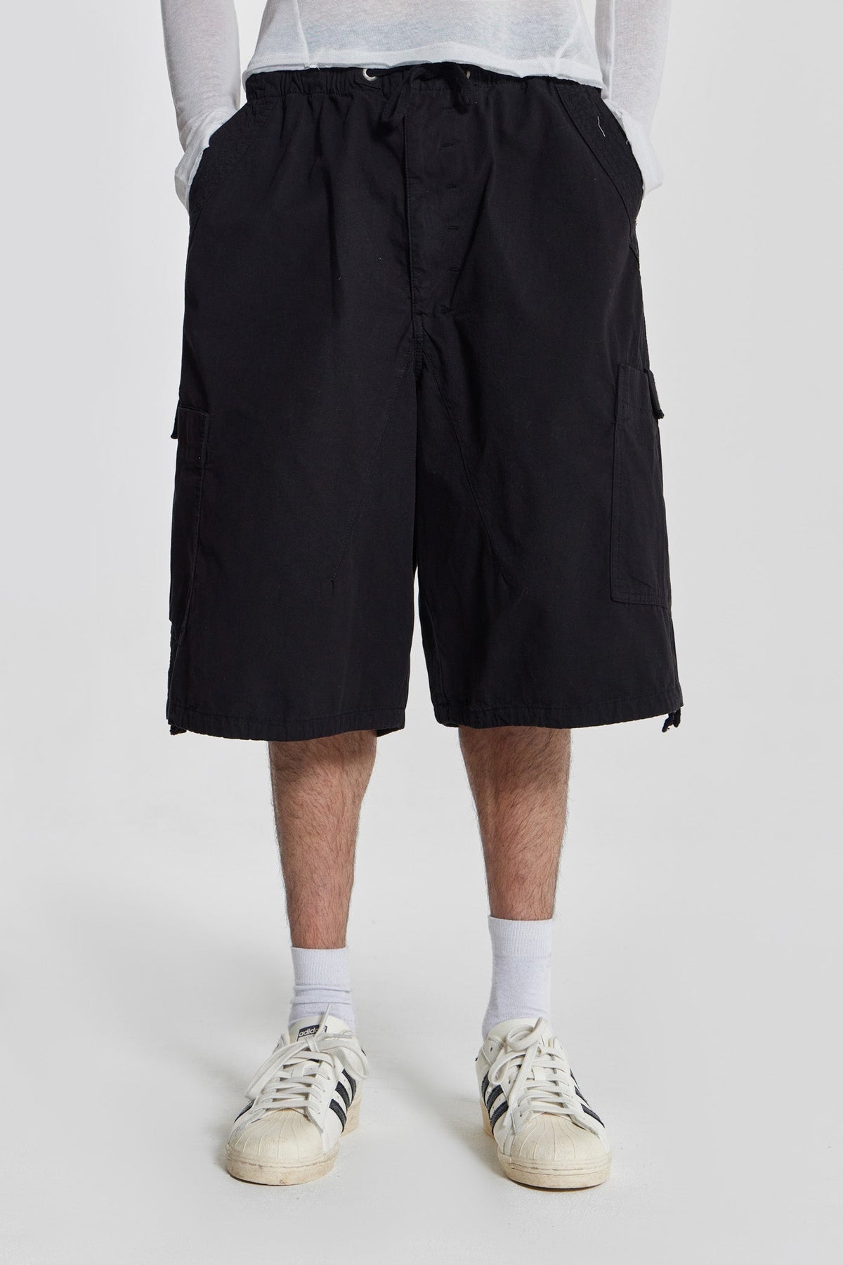 Black Parachute Cargo Baggy Shorts