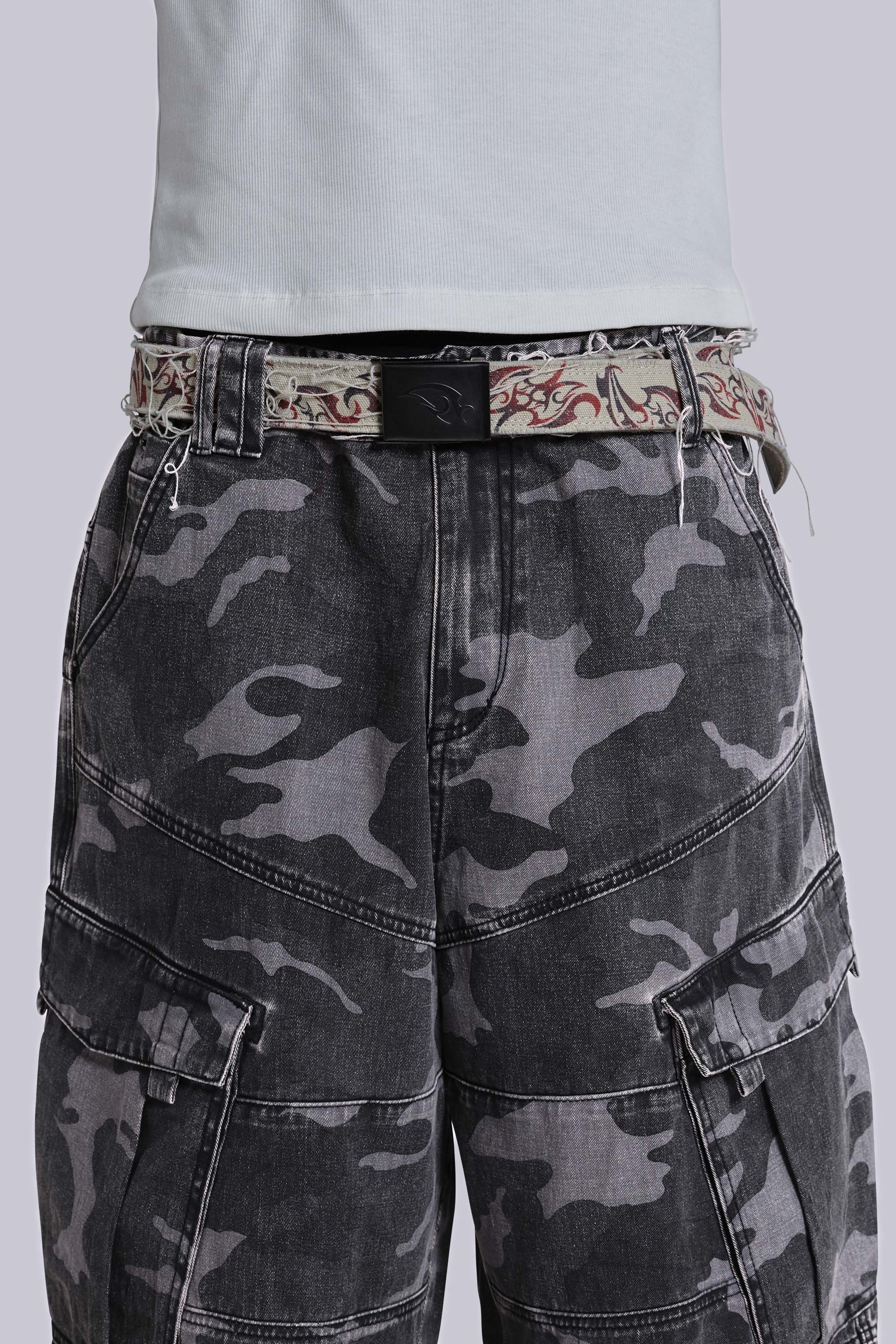 Black Cadet Camo Baggy Shorts