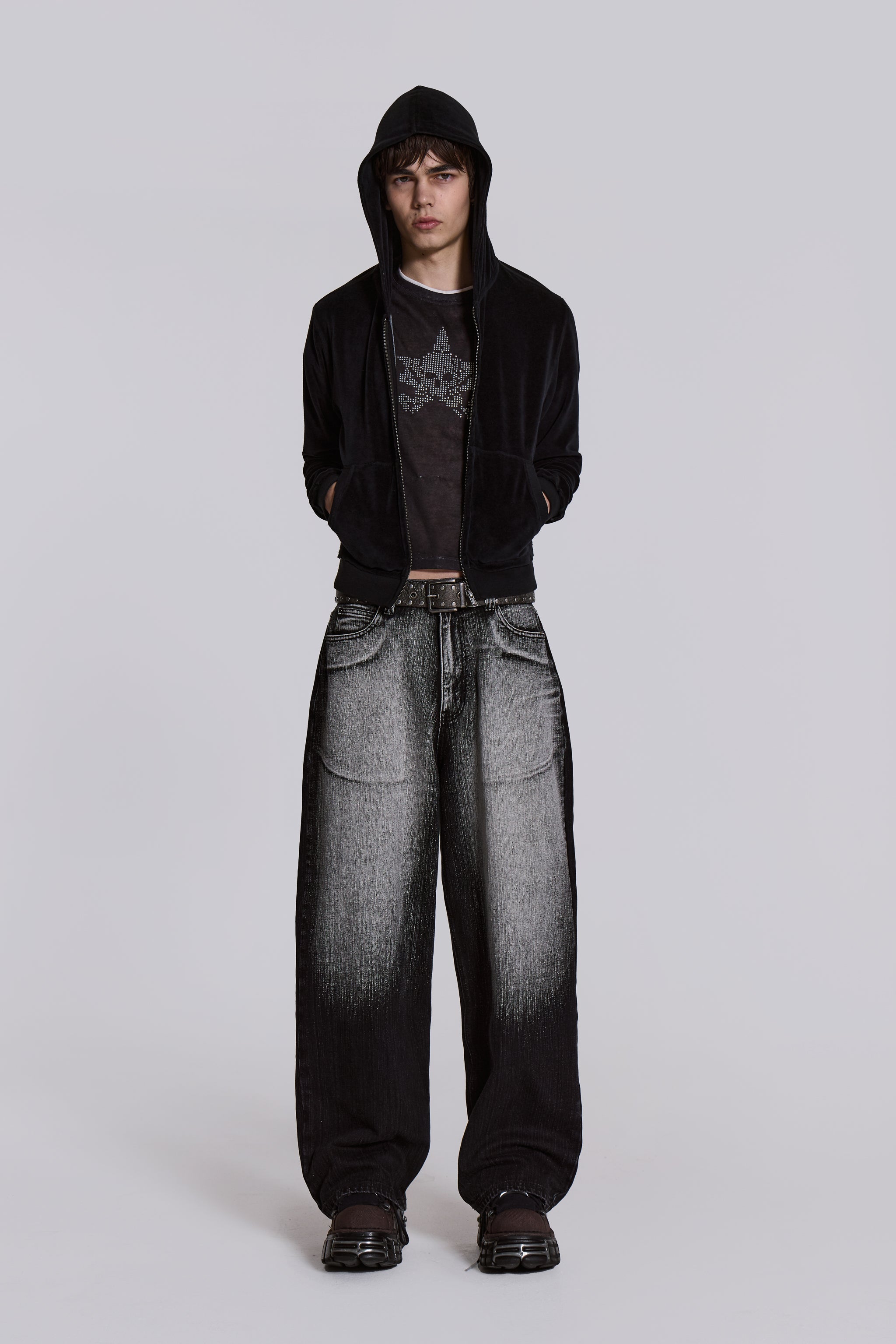 Black Velour Mini Monster Hoodie