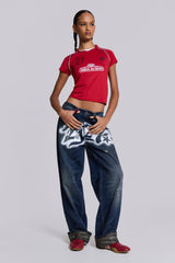 Red Not Your Cheerleader Football Baby Tee