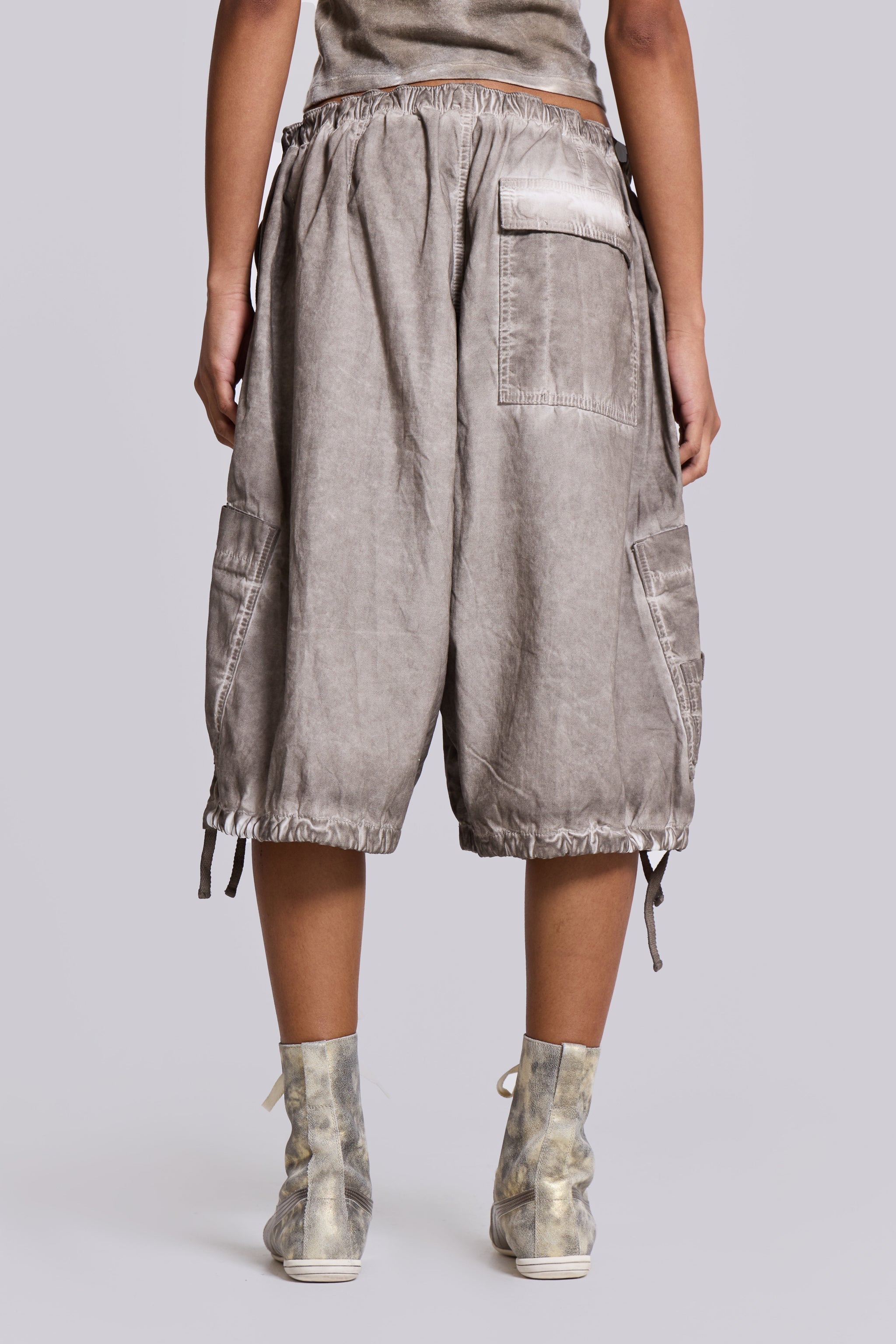 Stone Oil Wash Parachute Shorts