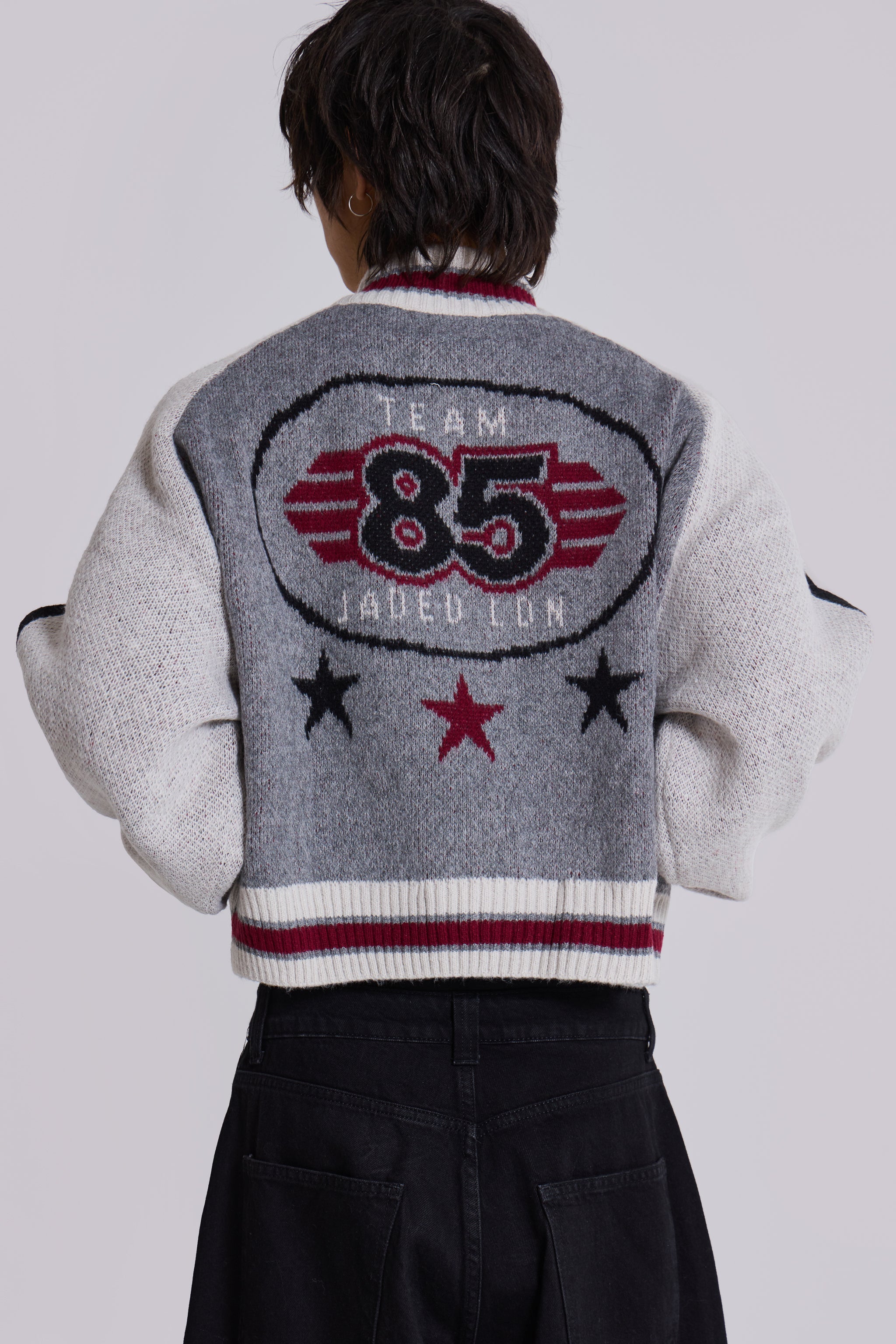Grey Team 85 Knitted Bomber Jacket