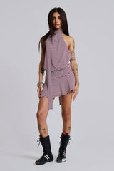 Enya Backless Mini Dress in Burgundy