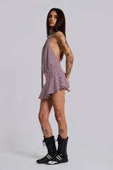 Enya Backless Mini Dress in Burgundy