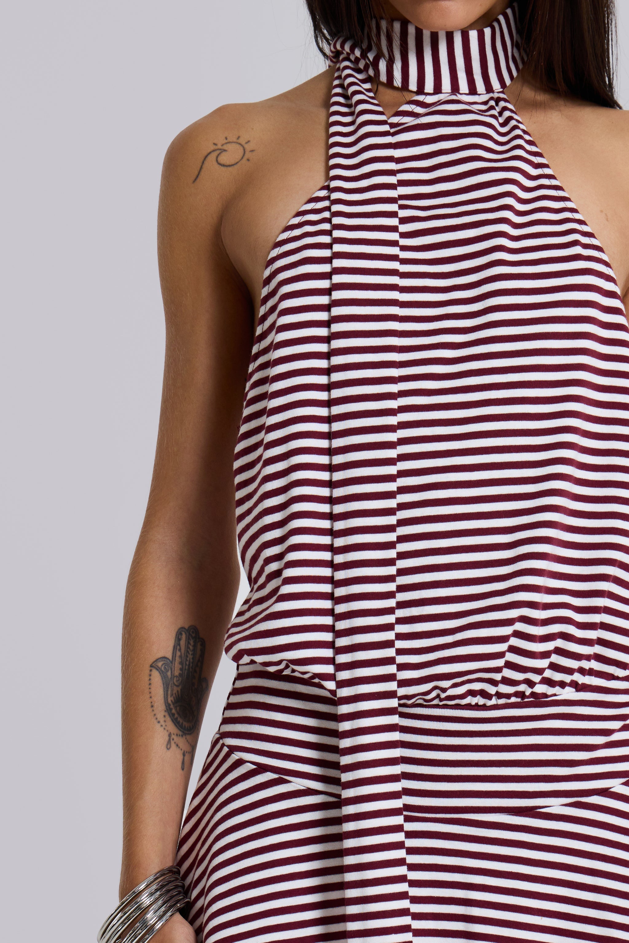 Enya Backless Mini Dress in Burgundy