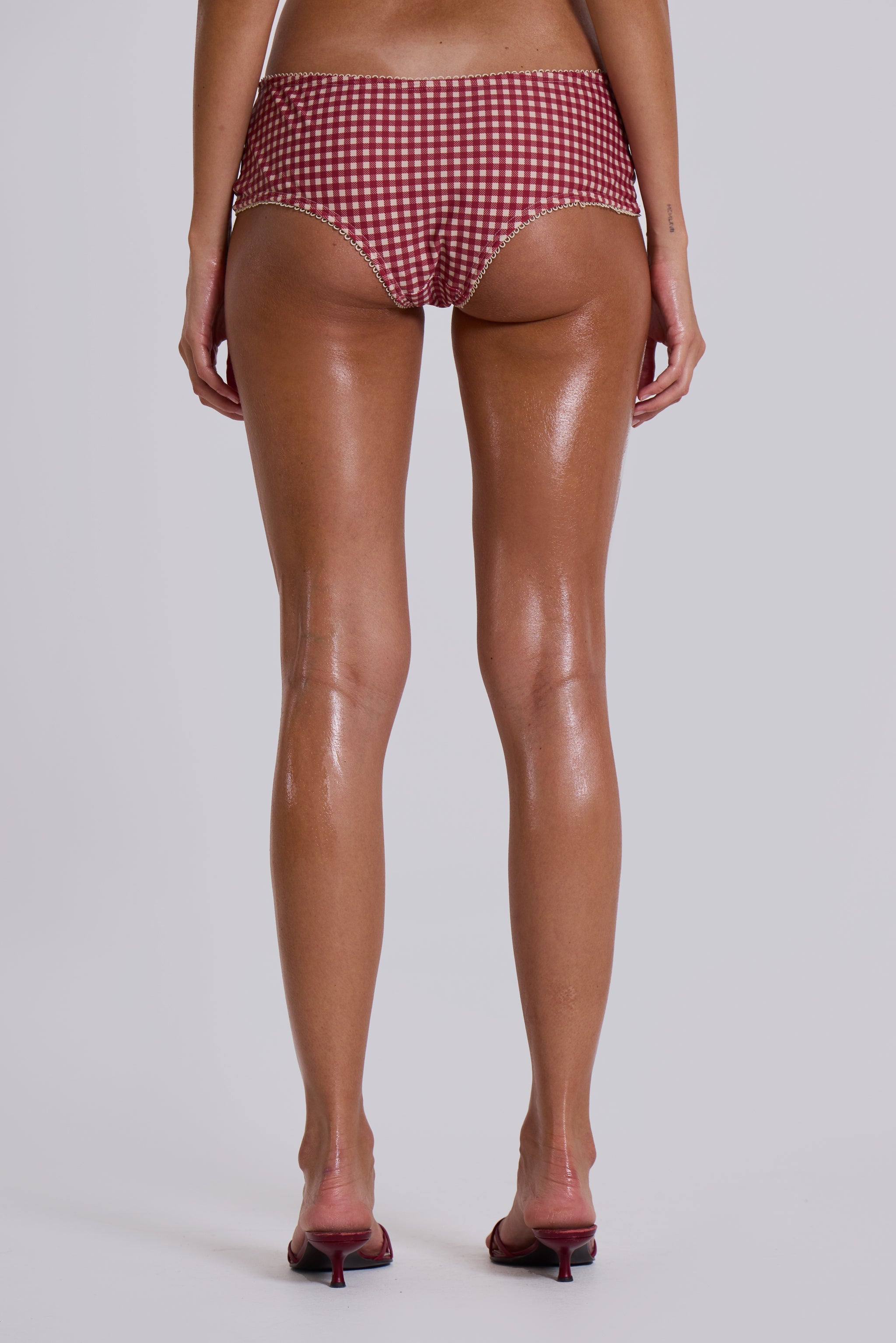 Freda Gingham Mini Short Bikini Bottoms