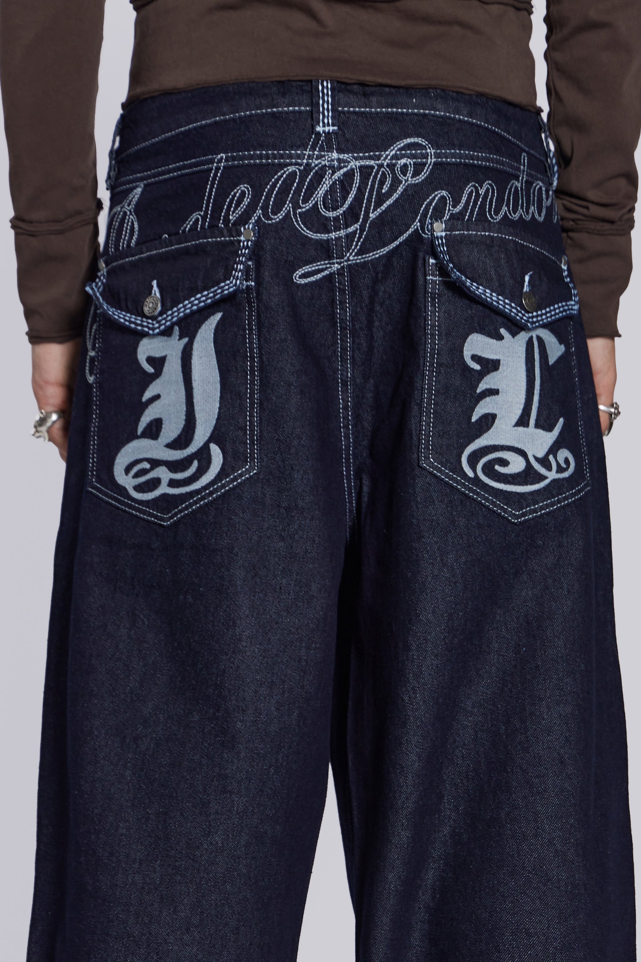 Sonic Embroidered Baggy Jeans