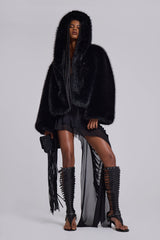 Mara Oversized Faux Fur Coat in Black