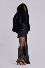 Mara Oversized Faux Fur Coat in Black