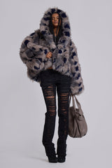 Mara Oversized Faux Fur Coat in Ashen