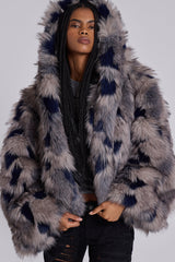 Mara Oversized Faux Fur Coat in Ashen